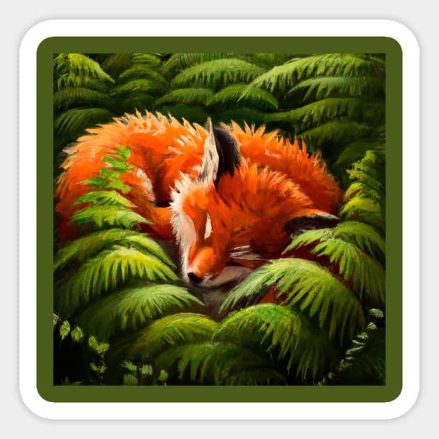 Fox among ferns 2 Sticker by Katrin Moth